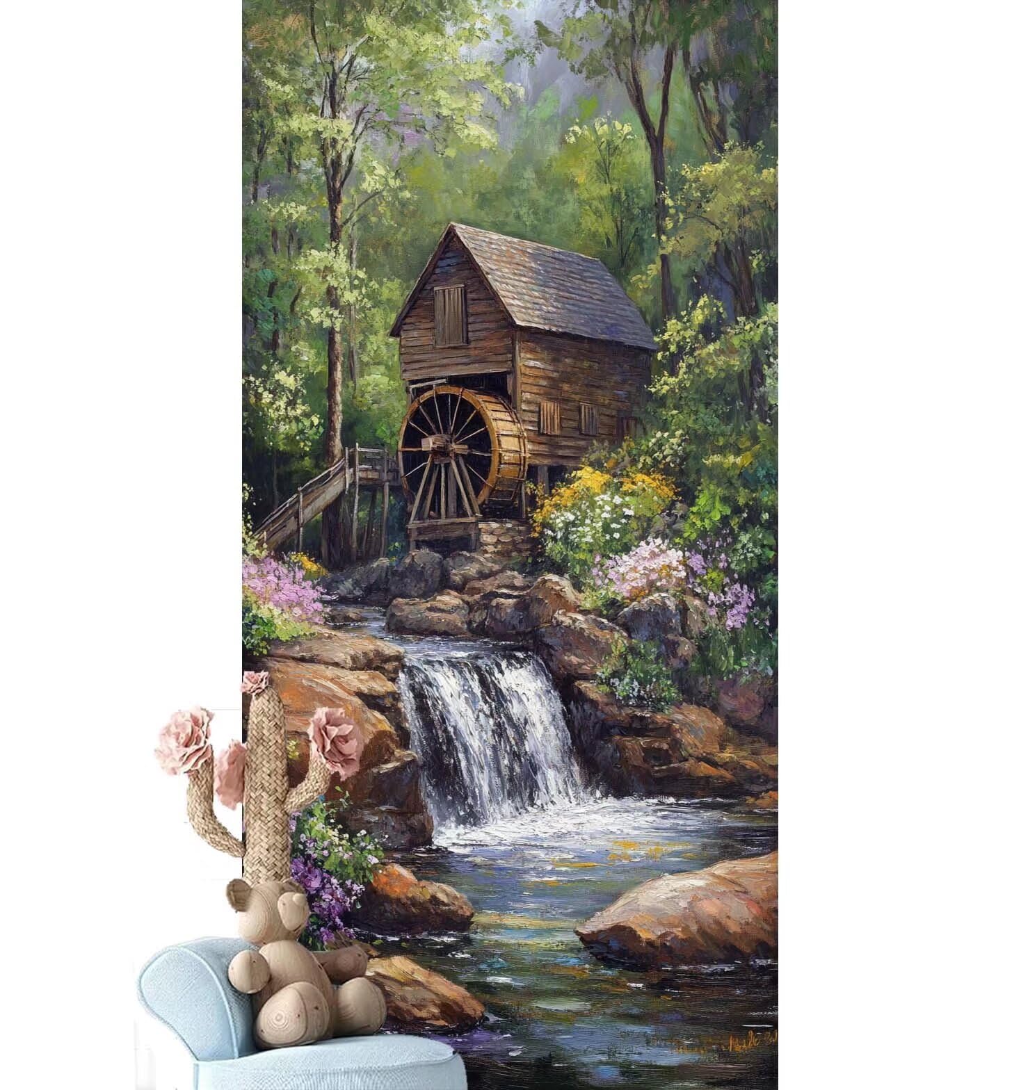 Dipingere con i Numeri per Adulti Bambini,Paint by Numbers con Pennelli Pittura a Pigmento Acrilico,Fai Da Te pittura di Numeri Kit Decora la casa Regalo (Senza Cornice)- Foresta,Cabina 50x125cm V-981