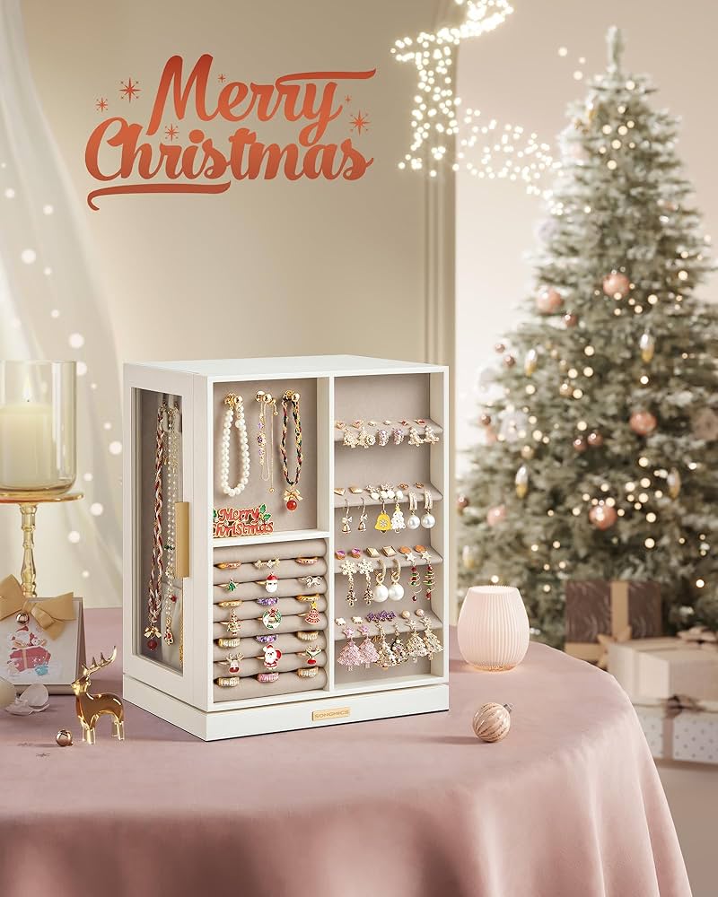 Amazon.com: SONGMICS Jewelry Box 360° Rotating, Jewelry Storage