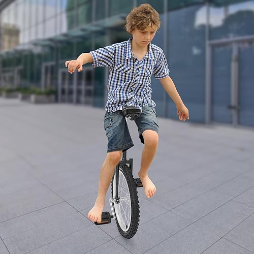 Miniatura 87 de Monociclo de rueda, bicicleta de una rueda con borde y pedales, monociclos de acero modernos para edades unisex de 10 a 60 años, entrenamiento