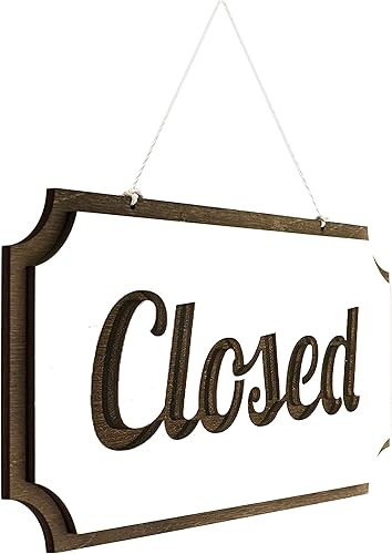 Miniatura 8 de Letrero abierto de madera de doble cara para negocios, 12 x 6 pulgadas, letrero abierto y cerrado para ventana o puerta, panel de madera de estilo