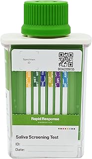 Rapid ResponseTM 6 Panel Multi Drug Saliva Test Cup D6.3.1-2FC1 Rapid Test for 6 Drugs Including Marijuana (THC), Cocaine, and Opiates.