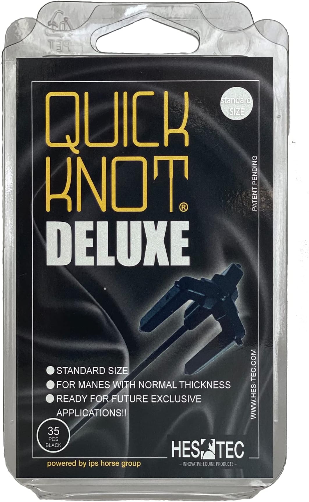 Quick Knot Deluxe® | Mane Clip for Bun | Suitable for Horses and Ponies | Standard or XL | Black, Brown & White (Standard, Black)