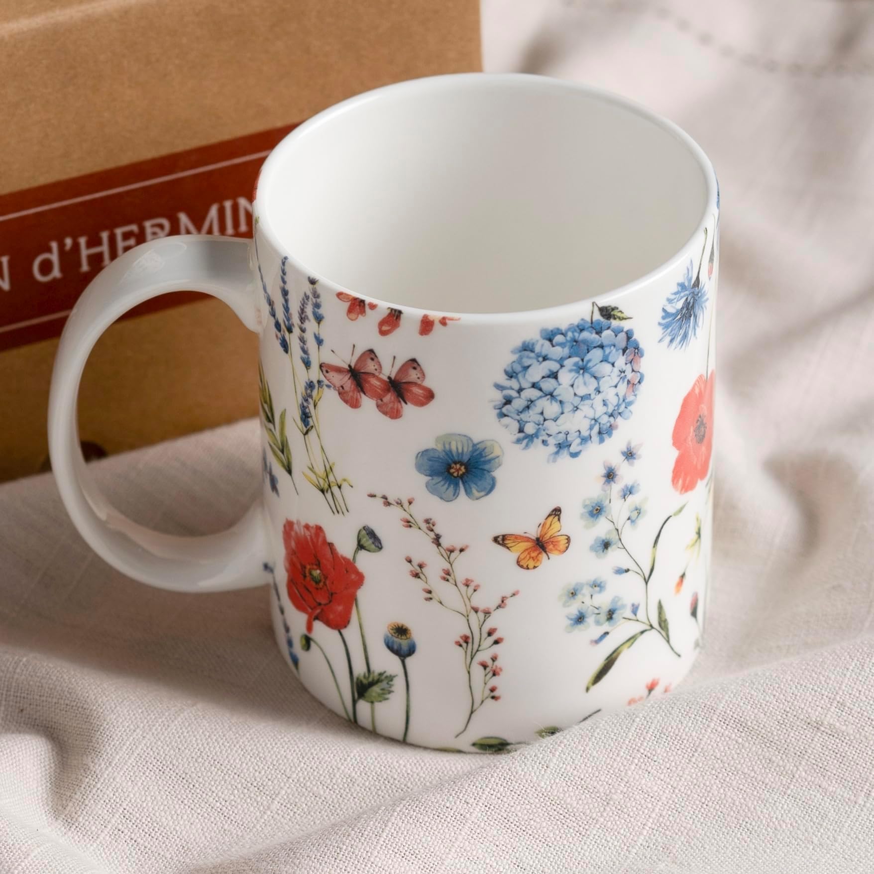 Maison d' Hermine Coffee Mug with Handles Fine Bone China Pack of Two Coffee Mug for Hot Beverages Cappuccino Latte Home Restaurant Perfect for Men & Women (Just Floral, 15 Ounce)