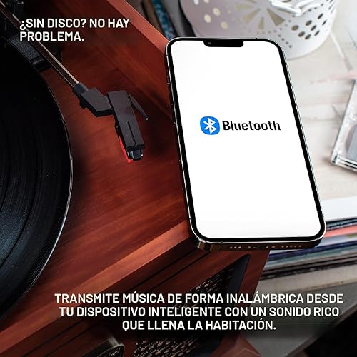 Miniatura 3 de Victrola Nostálgico reproductor de discos Bluetooth 6 en 1 y centro multimedia con altavoces integrados tocadiscos de 3 velocidades reproductor de