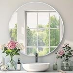Black Round Mirror, 28 Inch Black Circle Mirror, Metal Frame Round Wall Mounted Mirrors for Bathroom, Living Room, Bedroom, Entryway, Vanity
