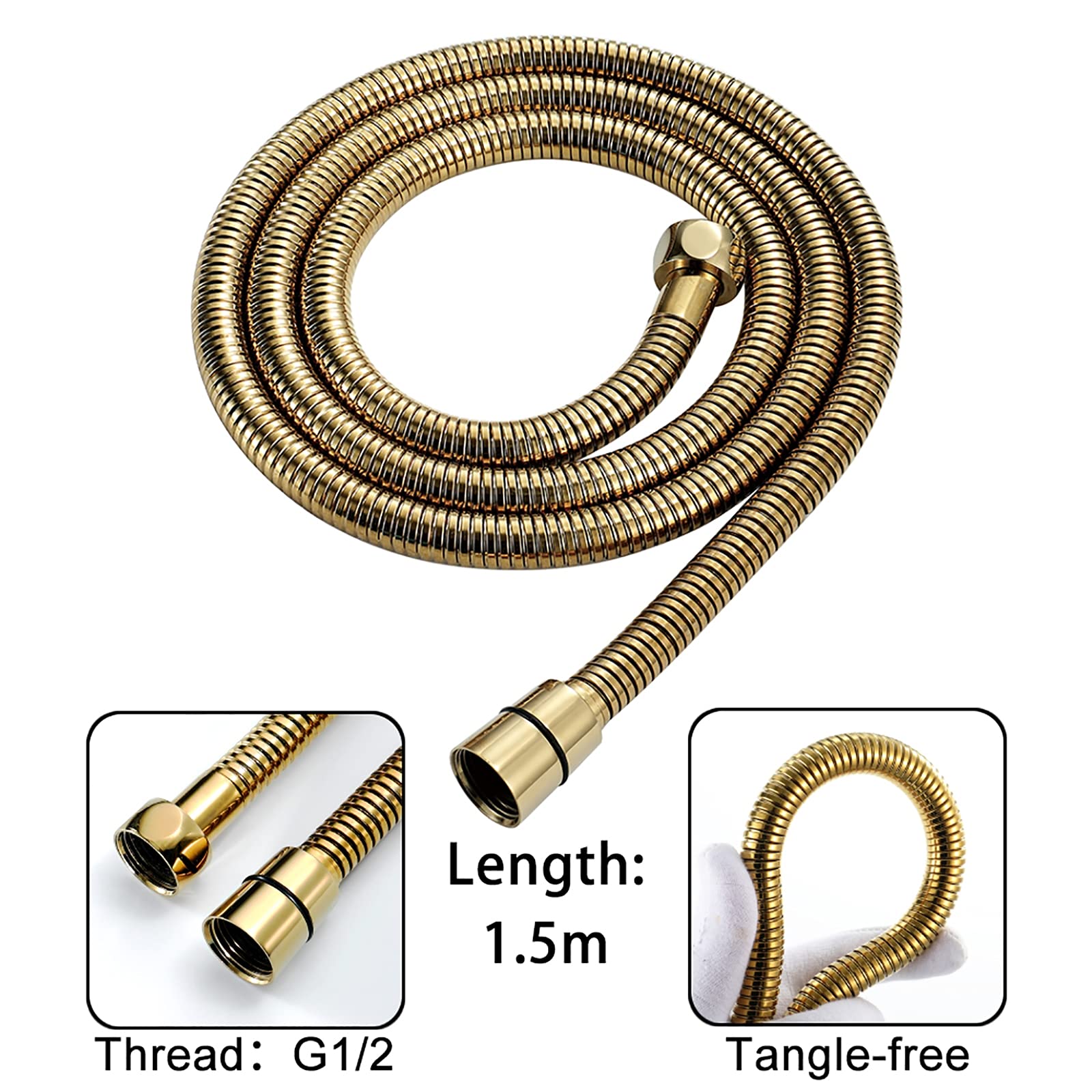 Titanio Oro Soffione Doccia ABS Universale Doccino per Doccia Alta Pressione Soffione per Doccia 3 Modi Doccetta per Doccia Risparmio Idrico Telefoni Doccia con Supporto e 1.5M Tubo, G1/2