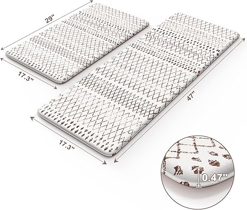 Vista 428 de KIMODE - Juego de 2 tapetes de cocina bohemios, antifatiga, antideslizantes, impermeables, ergonómicos, acolchados, cómodos, para lavandería, Caqui