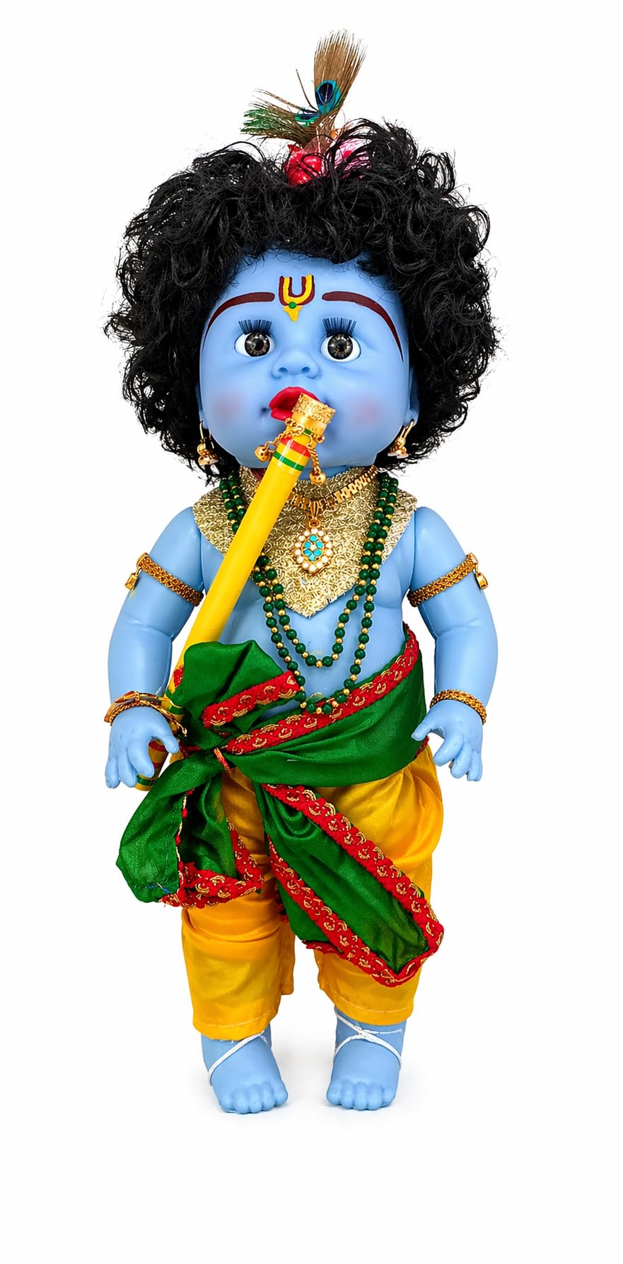 Bal Krishna Doll for Kids & Home Decor – Baby Krishna Idol with Flute, Traditional Dress & Jewelry, Decorative & Gift Item for Janmashtami & Festivals (Above 3+ Age)-image-35