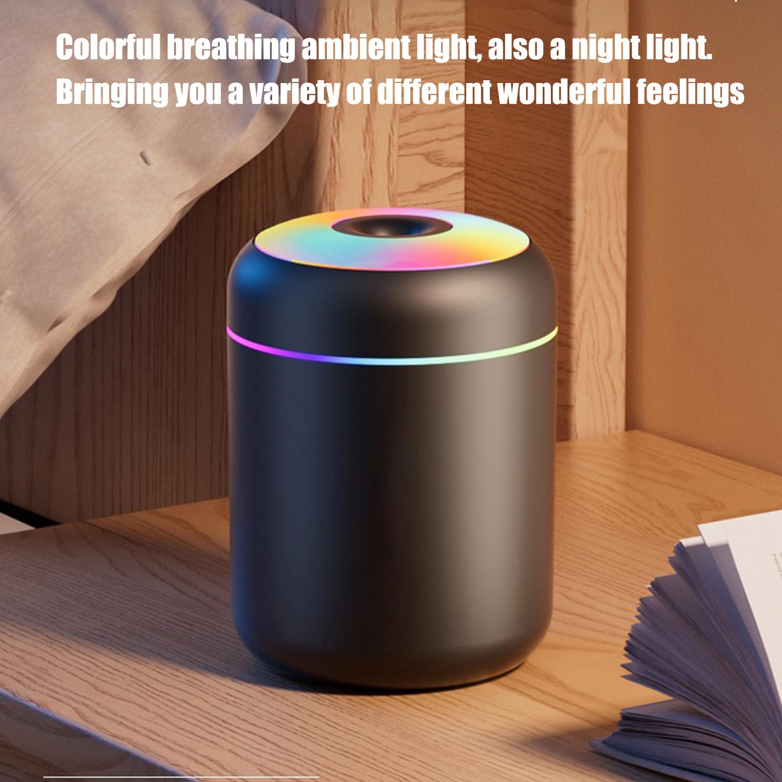 Humidificador para habitación de – Nebulizador alimentado por USB con luz, humidificador portátil | Humidificadores de 180 ml apto para ambientes grandes | Para salón, oficina, casa, sótano