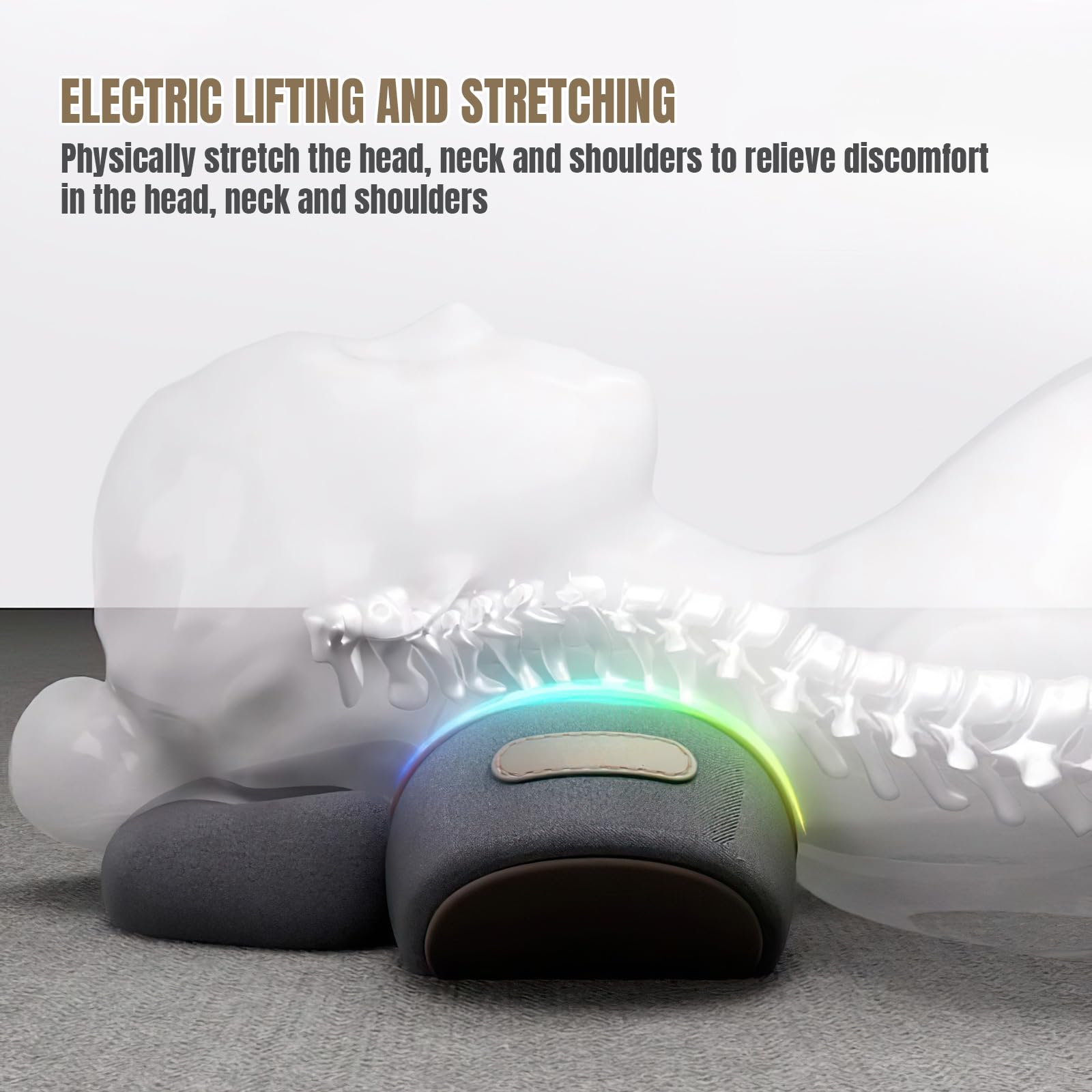 Almohada De Masaje Para El Cuello, Almohada Cervical,Masajeador Espalda y Cervical Almohada Con Vibración y Tracción, Para Hogar y Oficina Aliviar El Dolor De Los Tejidos Profundos (A)