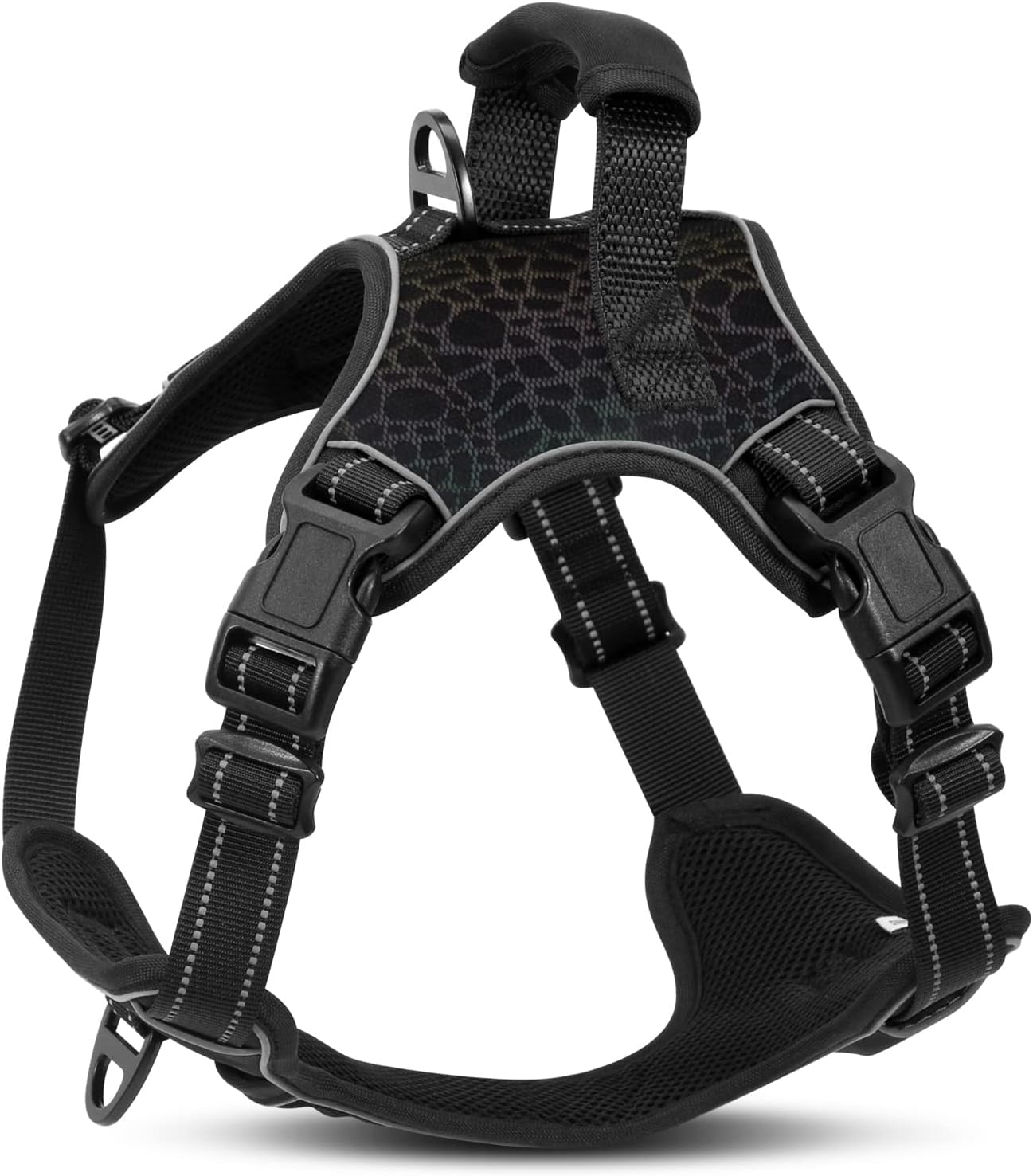 Amazon Brand - Umi No-Pull Dog Harness - Reflective Pet Vest with Soft Handle, Breathable Mesh Comfortable Patrol Vest for Dogs Training or Walking Outdoor at Night(Black, L)