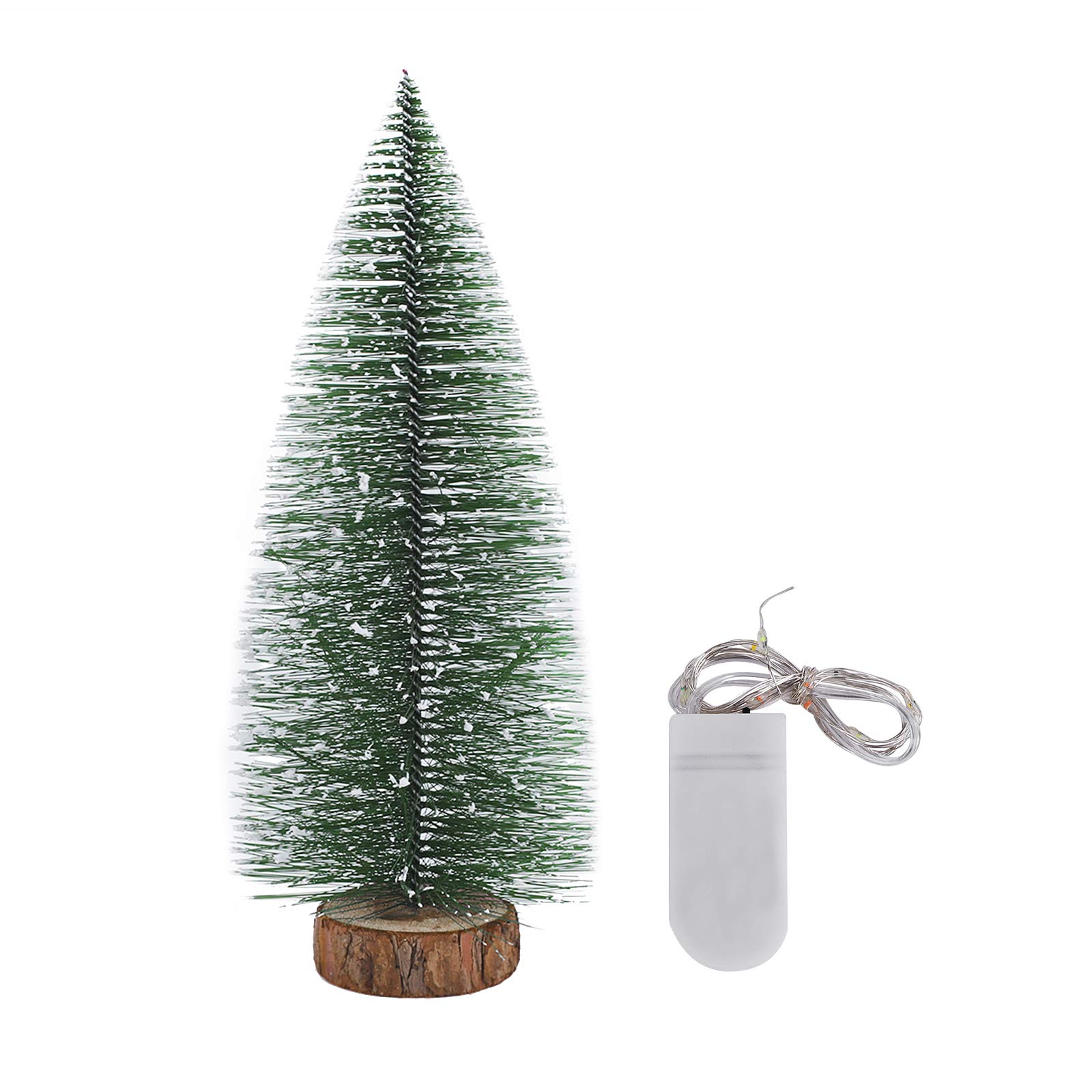 Albero Di Natale Artificiale 57 Cm Con Luci LED E Pigne – Mini Albero Da Tavolo, Base In Iuta, Batterie - 5