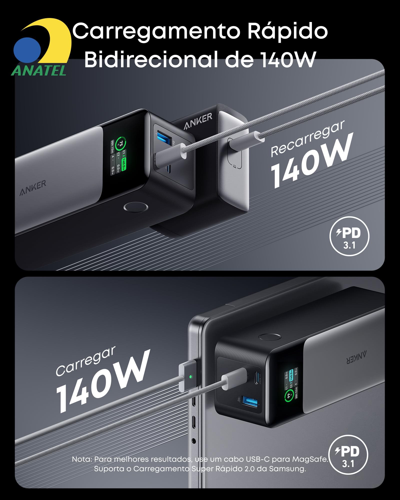 Anker 737 Gen 2 Power Bank, 24000mAh, Carregador Portátil para