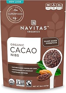 Navitas Organics Raw Cacao Nibs, 8 oz. Bag, 8 Servings — Organic, Non-GMO, Fair Trade, Gluten-Free