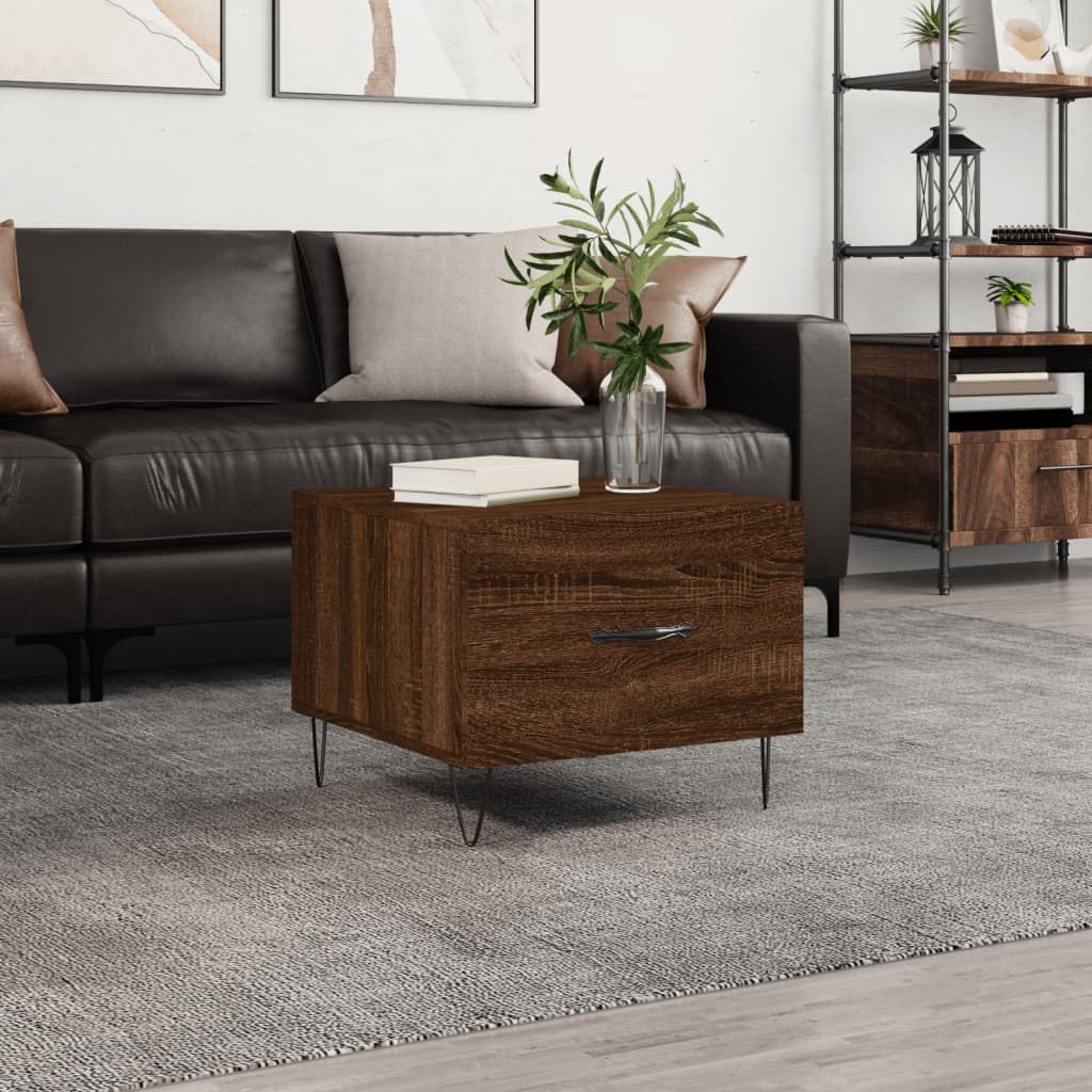 Homgoday Tavolino da caffè in rovere marrone, 50 x 50 x 40 cm, in legno ingegnerizzato, tavolino da tè per soggiorno, sala d'accoglienza degli ospiti, camera da letto e ufficio, tipo 6