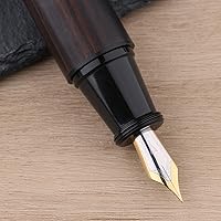 Vista 5 de Majohn Q1 - Pluma estilográfica de punta media, madera negra, con relleno de cuentagotas de bolsillo, gran capacidad