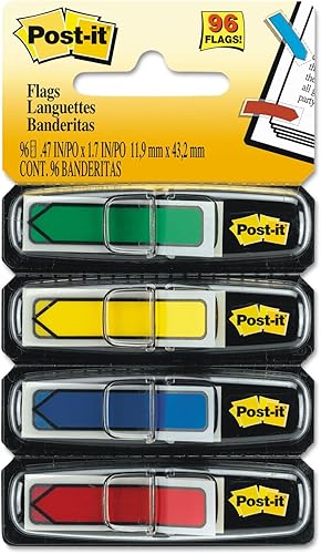 Post-it 684ARR3 Flechas de página de 0.5 in, azulverderojoamarillo, 24color, 96 hojas por paquete