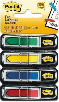Post-it 684ARR3 Arrow 1/2-Inch Page Flags, Blue/Green/Red/Yellow, 24/Color, 96-Flags/Pack