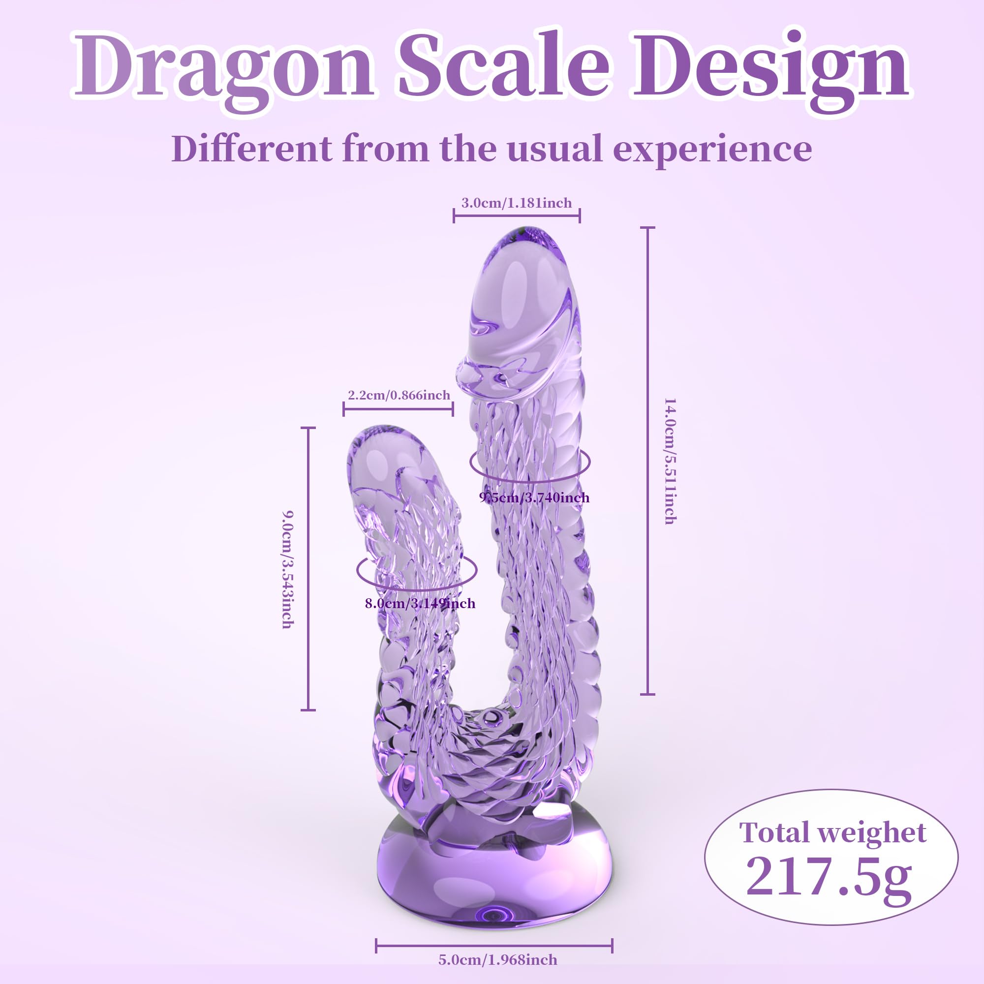 Realistic Dragon Double Ended Dildo for Beginners with Flared Suction Cup Base for Hands-Free Play, Flexible Monster Anal Dildo with Curved Shaft for Vaginal G-spot and Anal Play