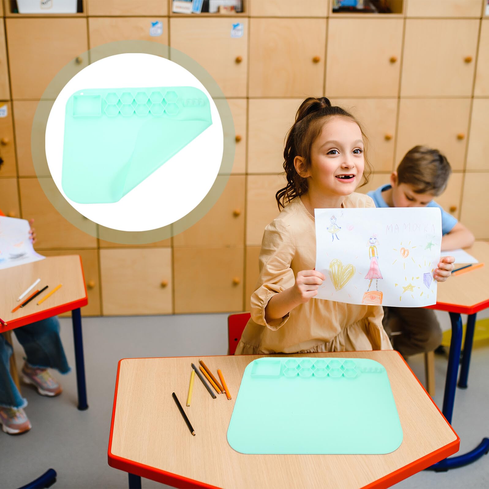 Malmatte für Kinder und Selbstgemacht Epoxidharz Silikonmatte Faltbar mit Kleinen Saugnäpfen Hellgrün Vielseitig für Aquarell und Farbmalerei Geeignet als Tischunterlage für Ton