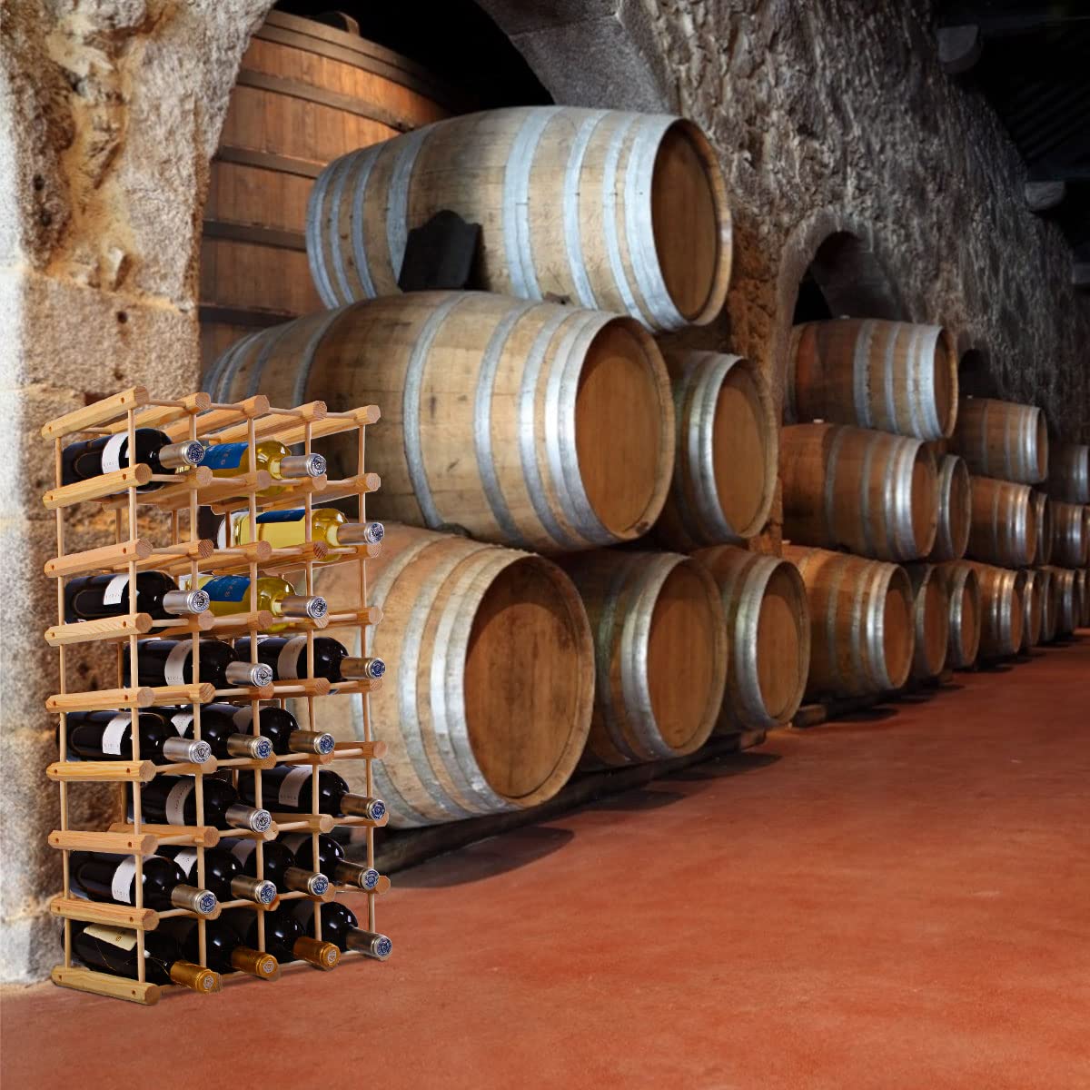 GOPLUS 36 Botellas Estantería para Vino, Botellero Modular Gran Capacidad de Madera de Pino, 85 x 44 x 24 CM