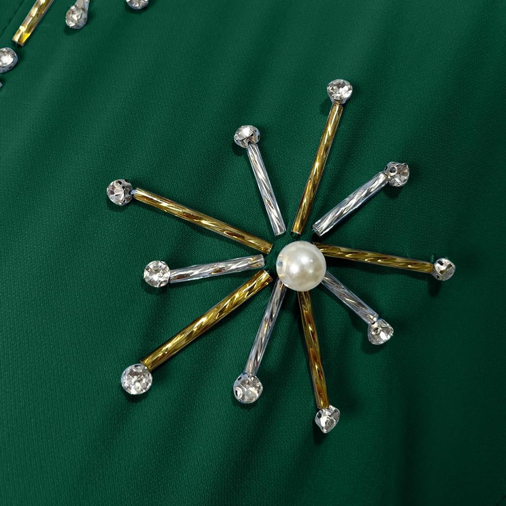 Muslim Abaya Long Sleeve Open Front Rhinestones Kaftan Cardigan Maxi Dress for Women with Belt - Image 6