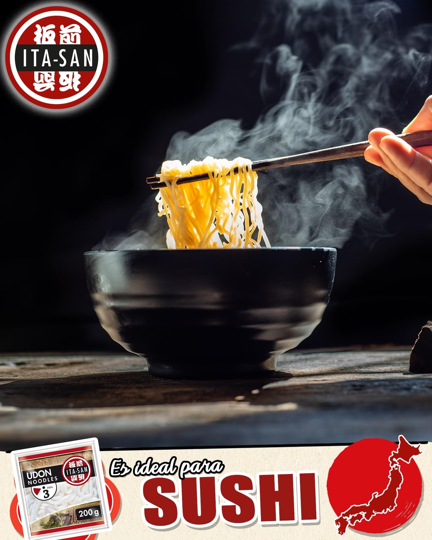 ITA-SAN Fideos Udon cocidos vegetariano 30 x 200 g