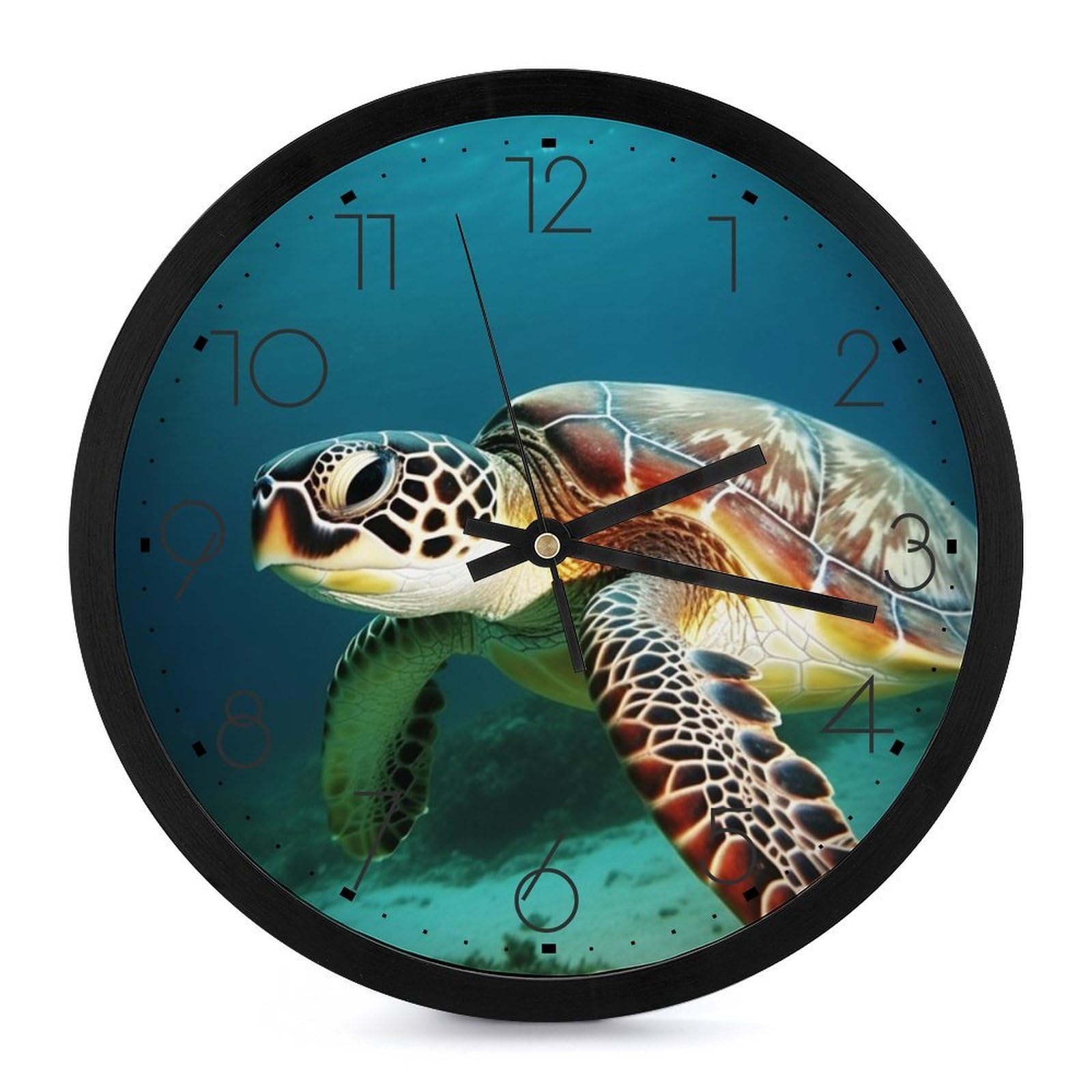 Horloge murale tortue sans tic-tac silencieuse et moderne de 25 cm