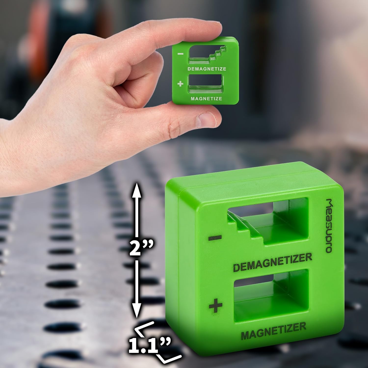 Demagnetizer and Magnetizer for Screwdrivers Tips, Bits, and Small Tools, Large or Big Screws, Drills, Drill Bits, Sockets, Nuts, Bolts, Nails and Precision Construction Tools - Green