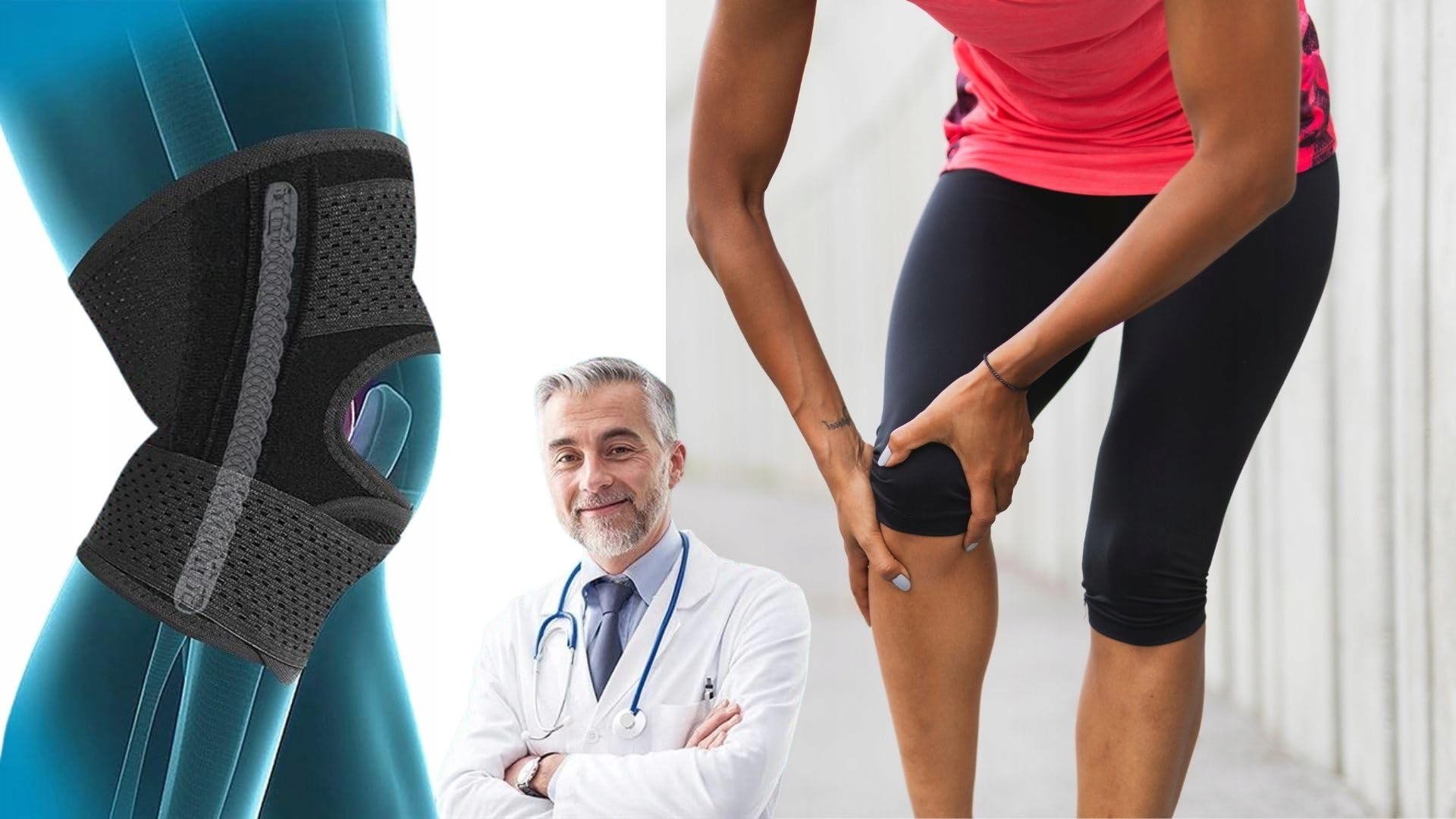 Stabilizator Kompresyjny Kolana z Bocznymi Fiszbinami, Prawy, Rozmiar L, Neopren, do Sportu i Rehabilitacji, Czarny