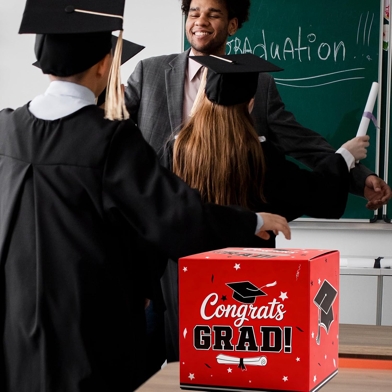 Graduation Card Box 2026 - Gift Holder for Graduation Party Decorations, Red