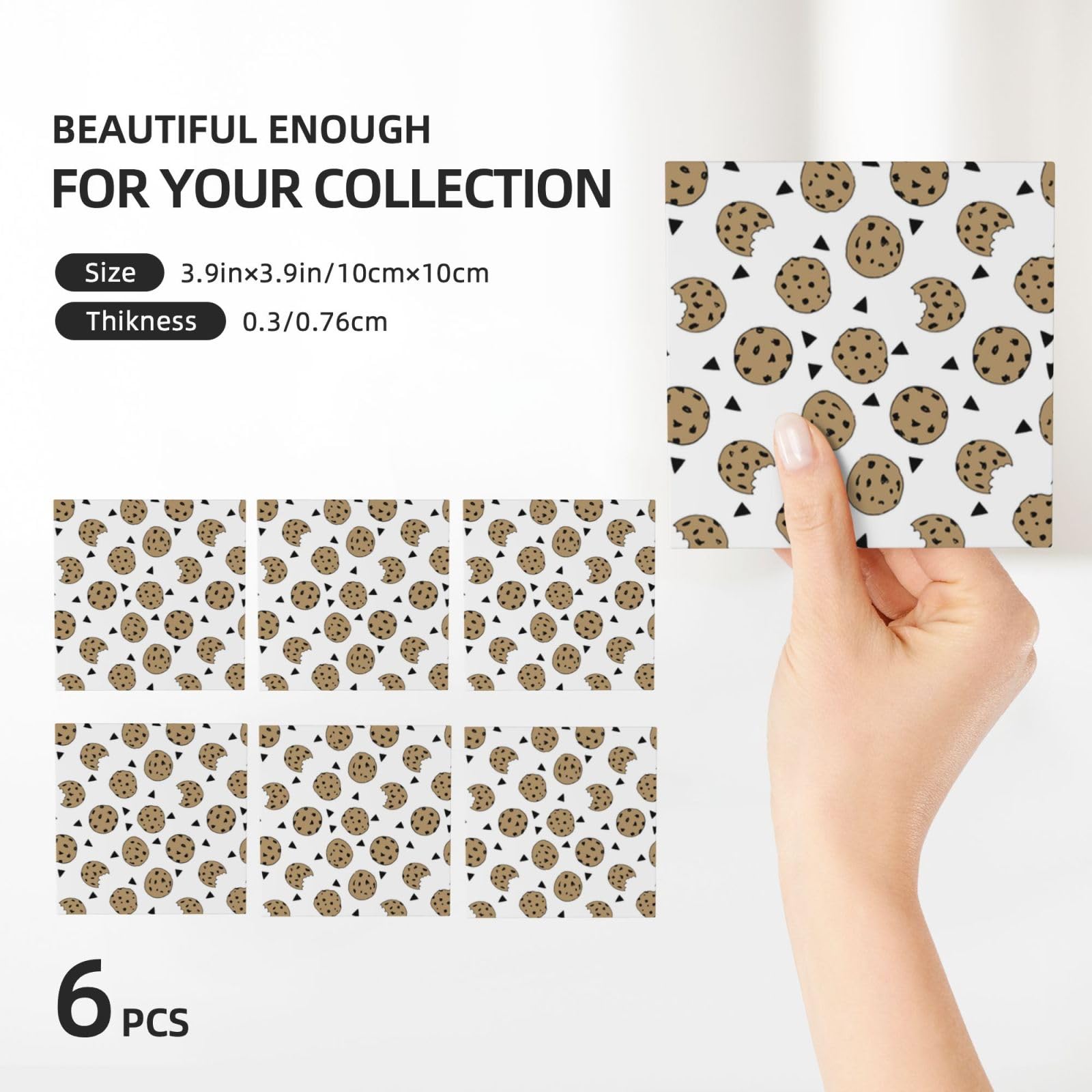Cookies Food Chip Biscotti stampati sottobicchiere in ceramica Set di 6 sottobicchieri decorativi Sottobicchiere
