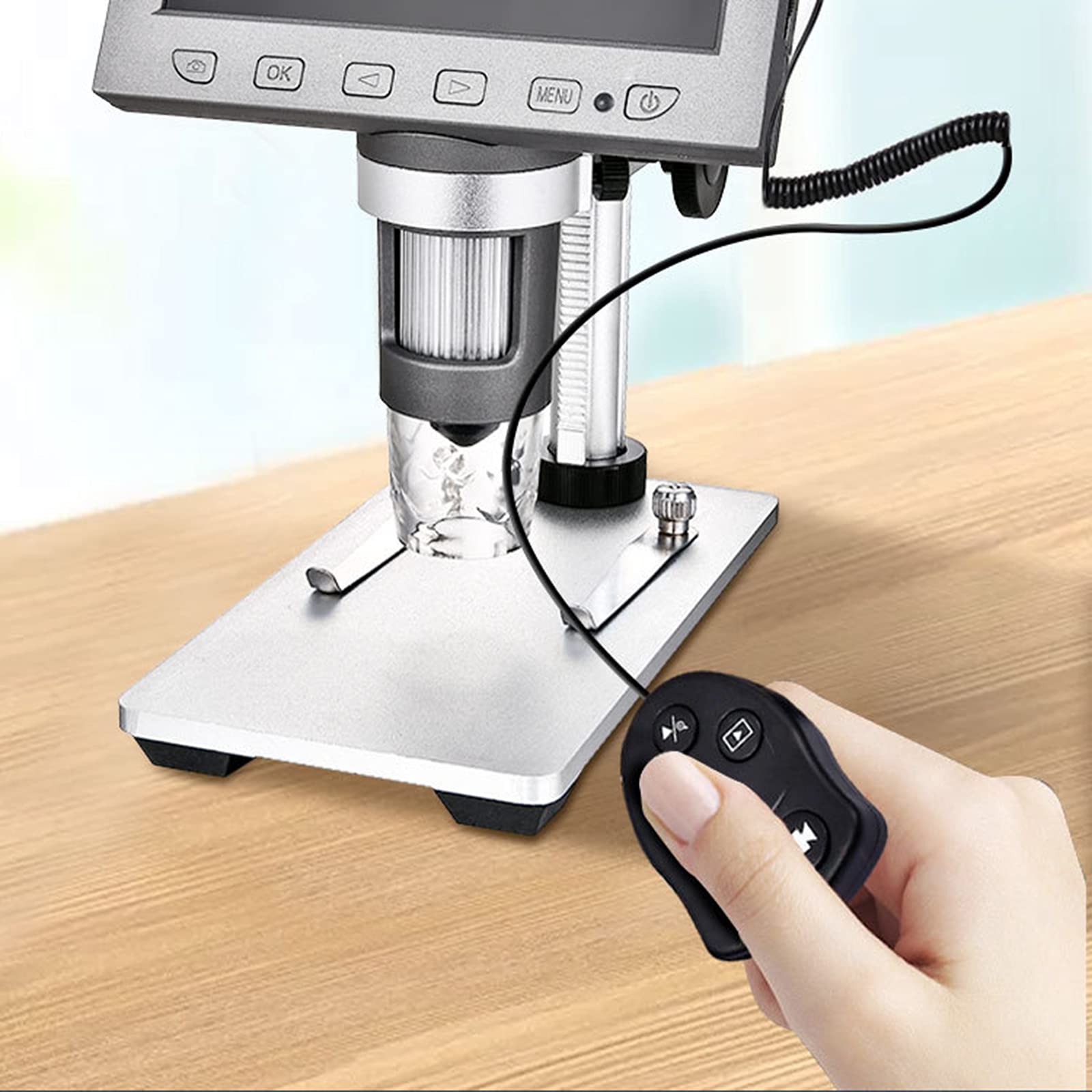 Microscopio Digitale LCD da 4,5 Pollici, Scheda 12 MP, Ingrandimento 1-1000X, Videocamera Portatile, Videoregistratore, 8 Luci LED, Batteria Ricaricabile, Riparazione di