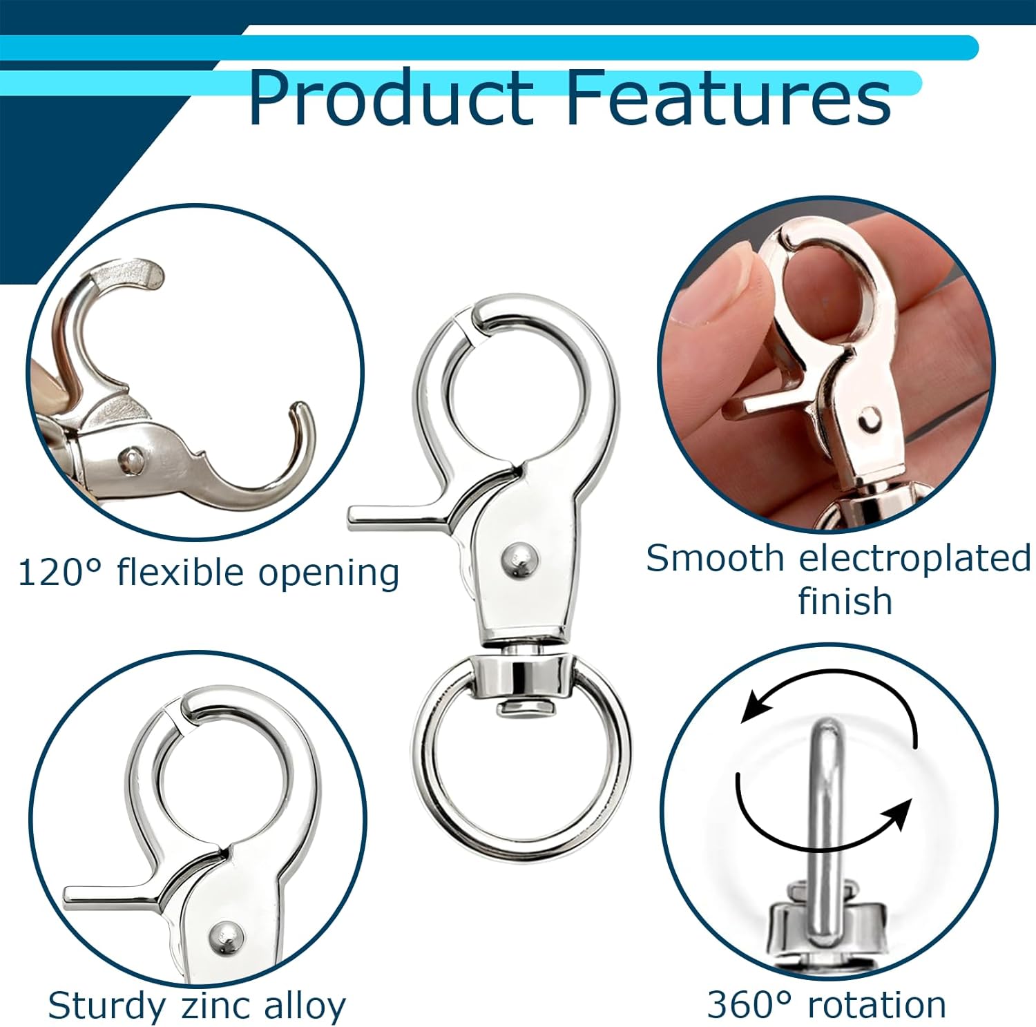 36PCS Trigger Snap Hooks, 2.36" Zinc Alloy Heavy Duty Swivel Clasp Metal Snap Clips for Dog Leash, Pet Cages, Key Chains, Bags