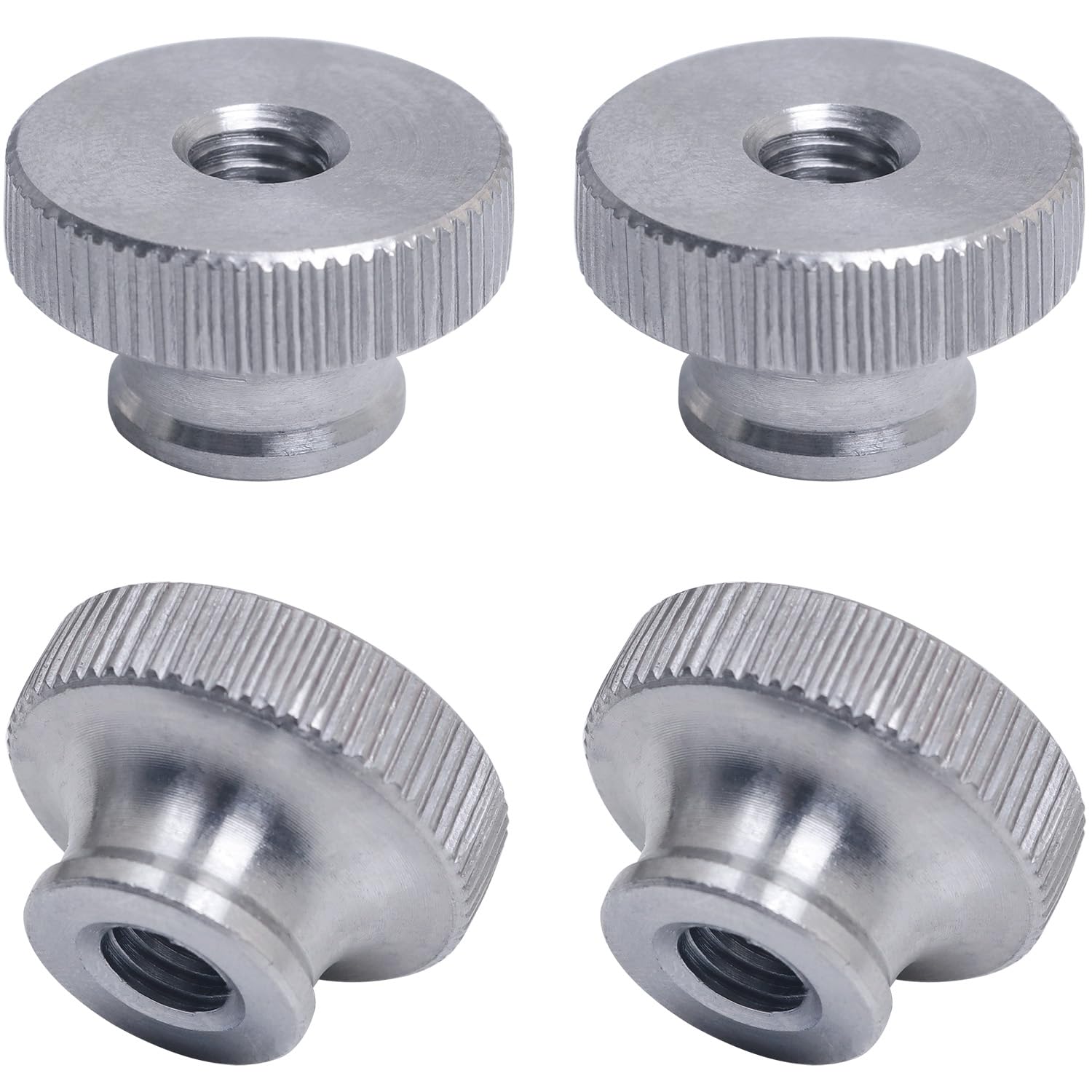 4PCS High Head Knurled Thumb Nuts M6 20x12mm Through Hole Nut Hand Tightened Coarse Thread Nut Stainless Steel Round Knob Fasteners for 3D Printers Machine Tools Toolboxes and Cabinets