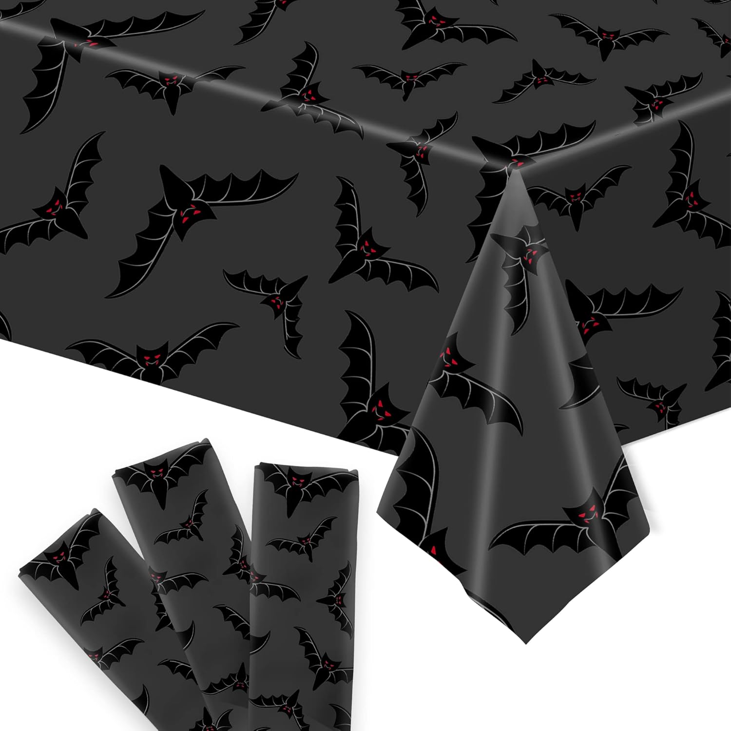 XtraLarge, Black Bats Halloween Tablecloth 54x108 Inch, Pack of 3 Halloween Table