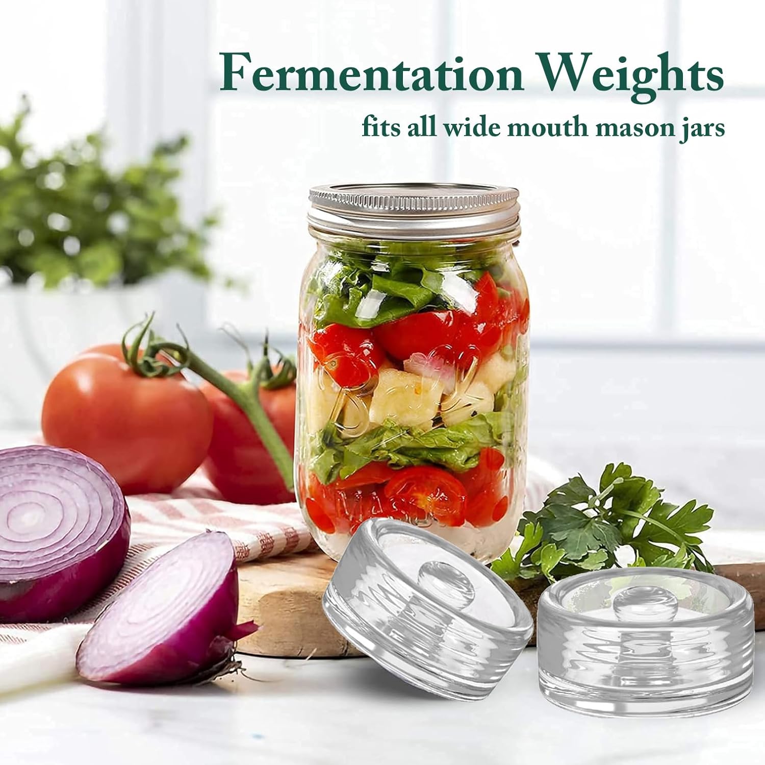 Fermentation Glass Weights with Easy Grip Handle for Mason Jars, Lead-Free, Washable (4 PCS) - Image 3