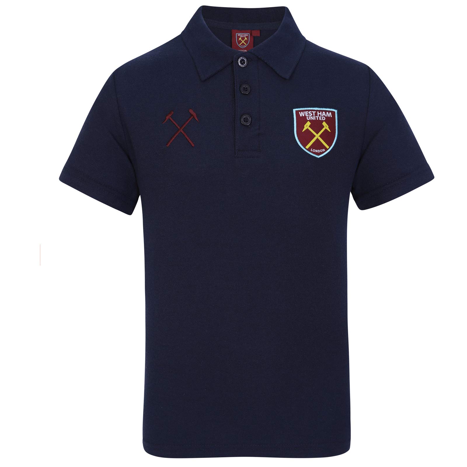 West Ham United FC Official Football Gift Mens Crest Polo Shirt Navy XXL