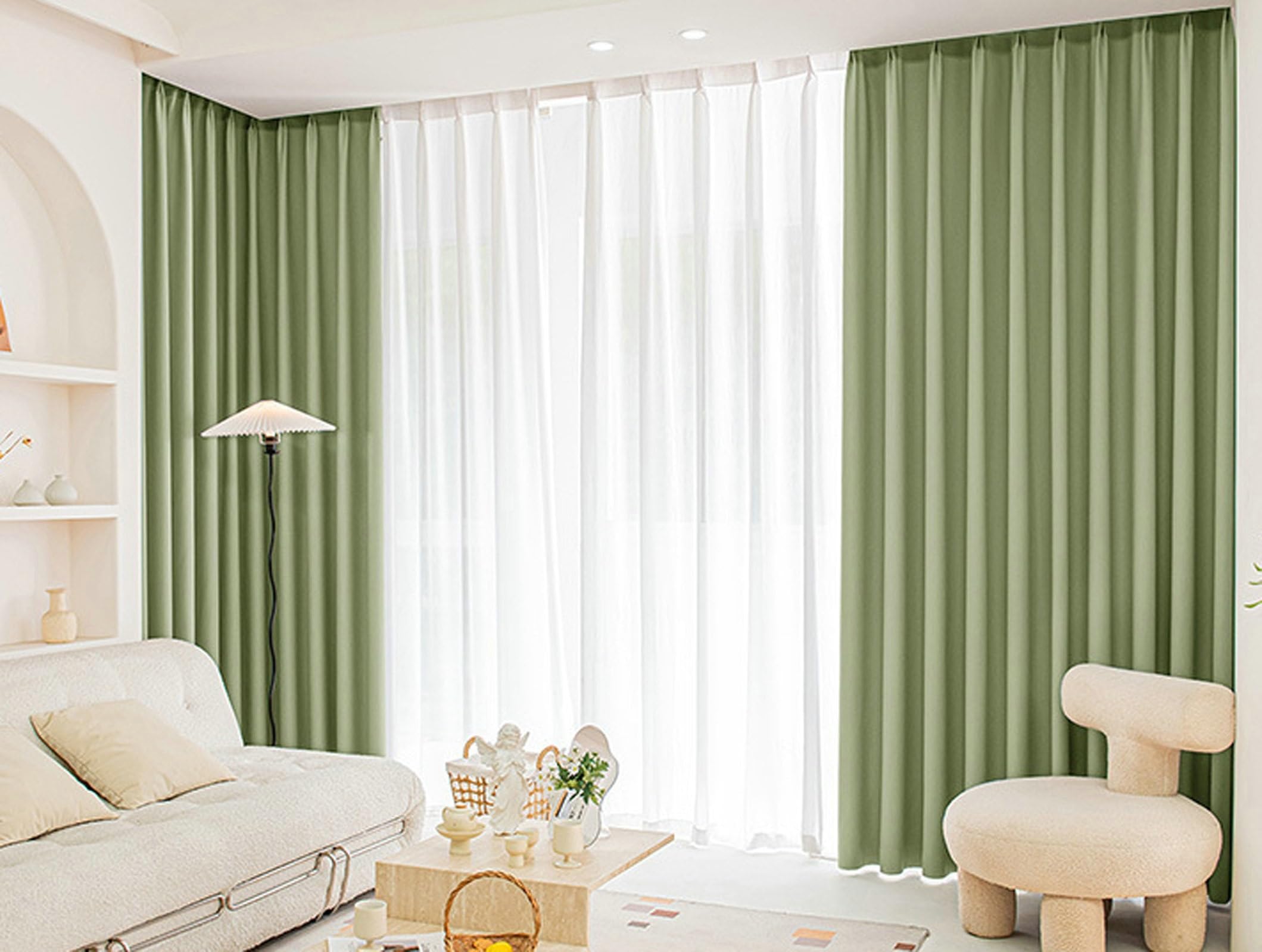 Amazon.com: Epinki Curtain Set of 2, Polyester Green Solid Color