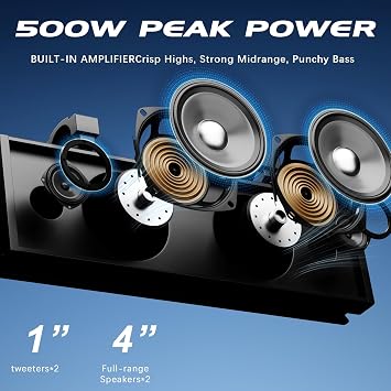 UTV Sound Bar,17 Inch Golf Cart Speaker Bluetooth with RGB Lighting