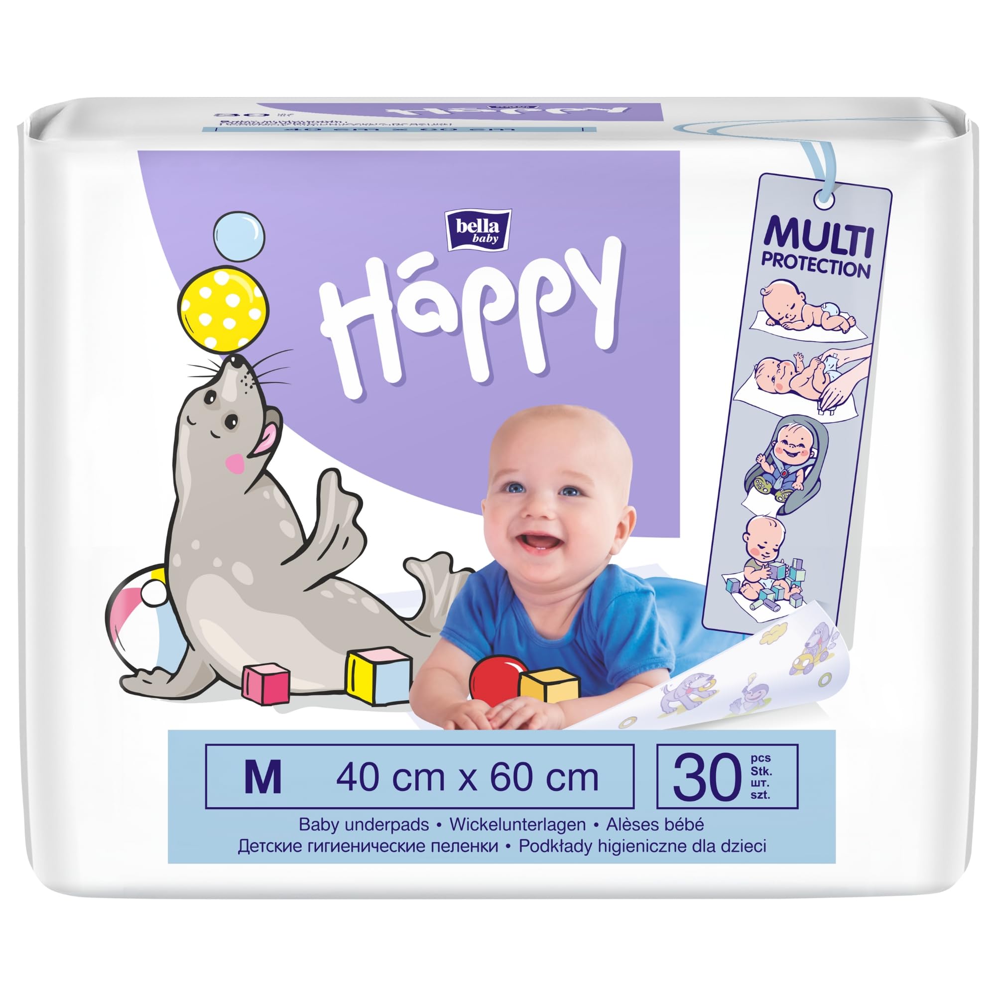 bella baby Happy Wickelunterlagen 40x60 cm ideal für unterwegs (2x30 Stück)