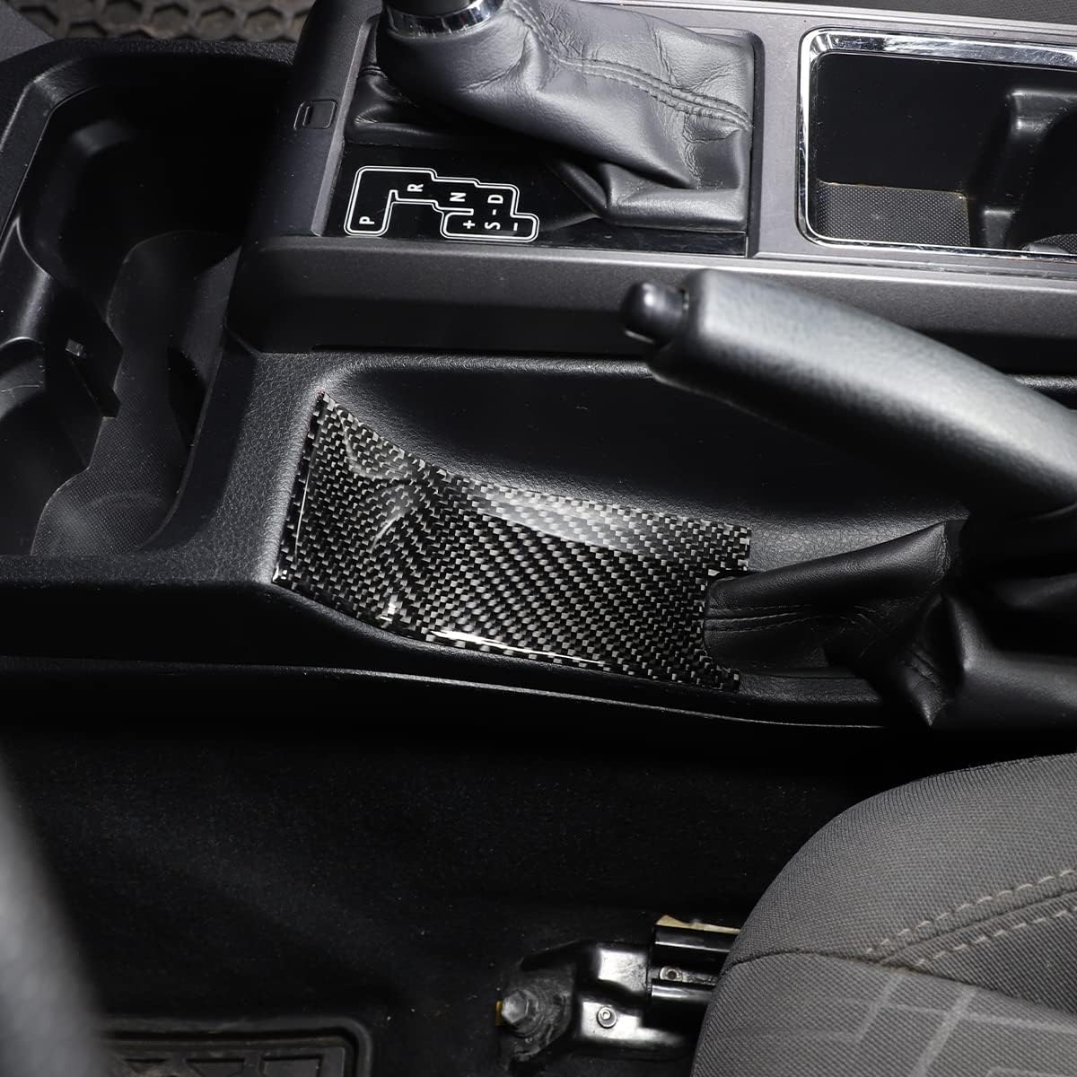 for Toyota Tacoma 2015 2016 2017 2018 2019 2020 2021 2022 2023 Soft Carbon Fiber 3D Sticker Car Center Handbrake Slot Frame Cover Trim Interior Car Accessories (Black Carbon Fiber)