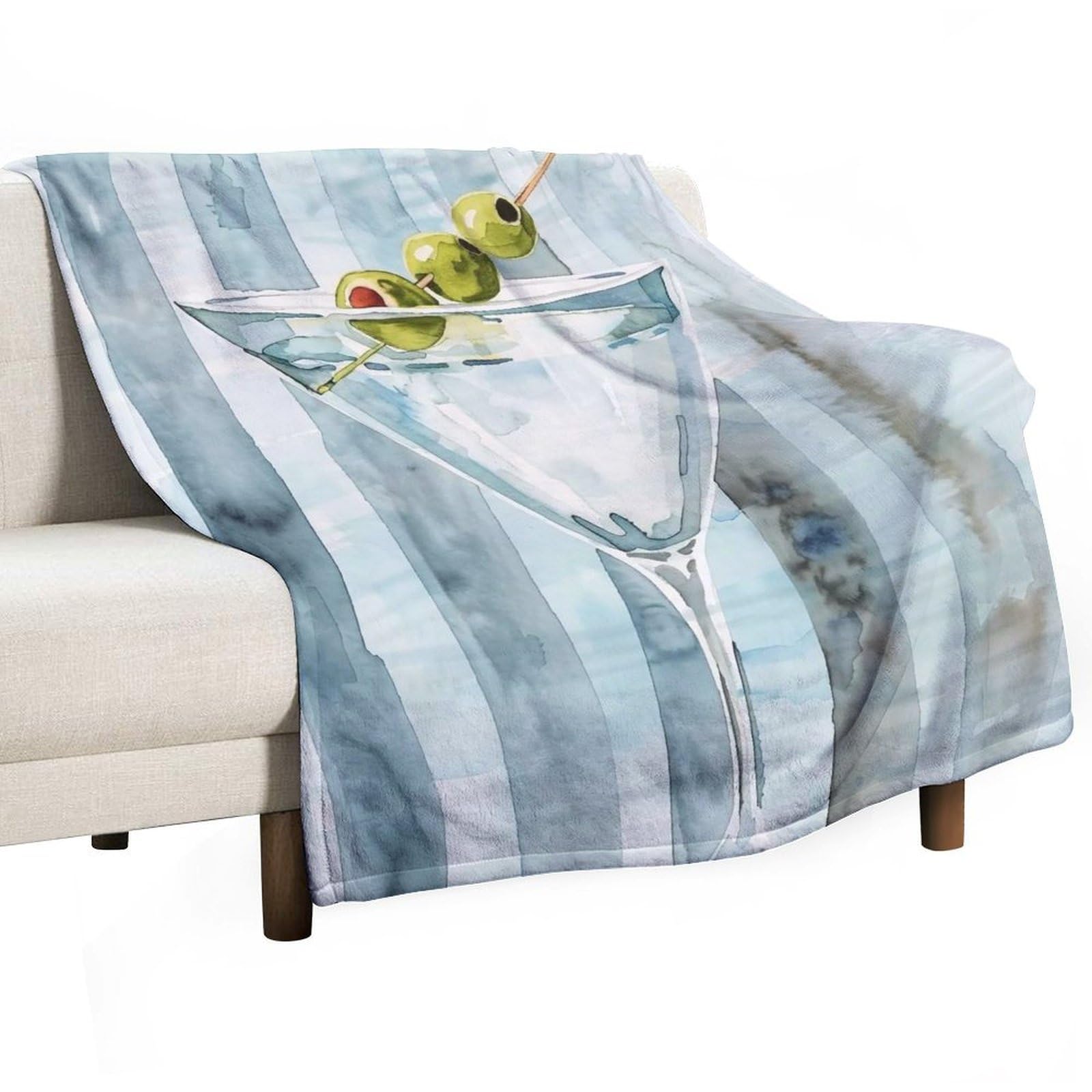 YHGSREUOH Martini-Cocktail-Watercolor_01 Flannel Blankets Fleece Soft Throw Lightweight Plush Gifts for Couch, Bed, Cozy Sofa Plush, Chair, Lovers 130x150cm(50x60in)