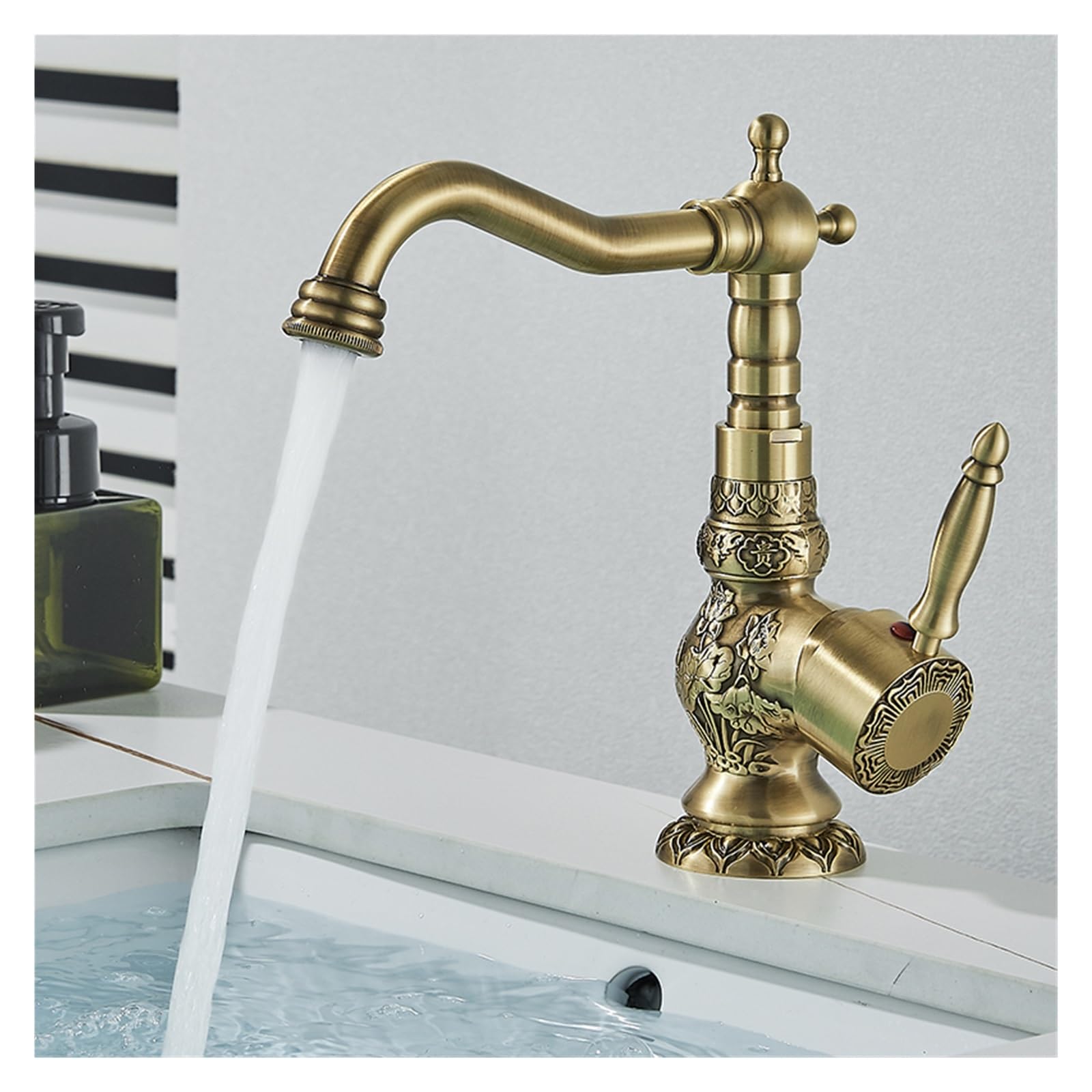 Robinet de lavabo de cuisine mitigeur vintage en laiton bronze antique