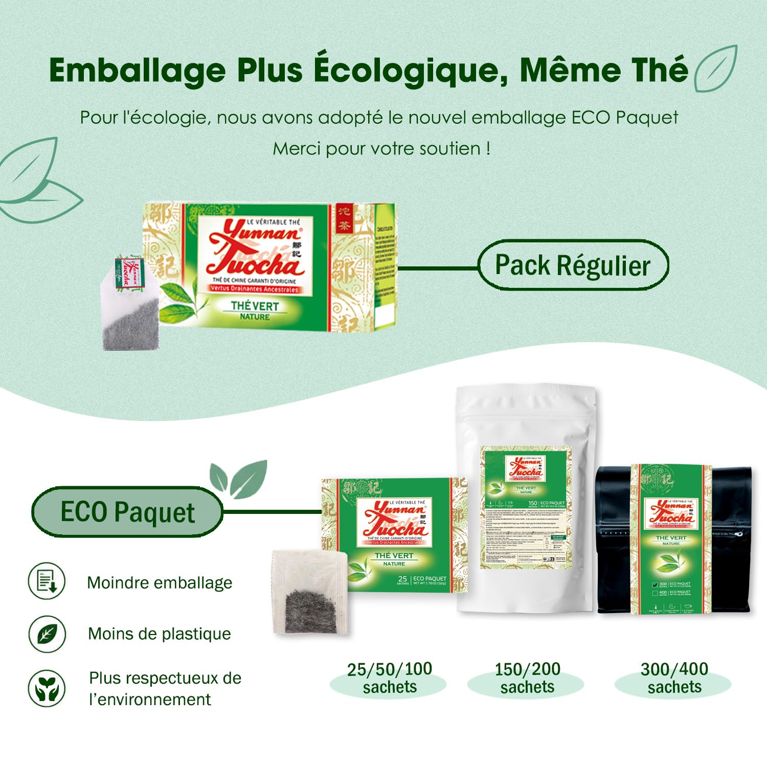 Yunnan Tuocha Zouji Zielona Herbata Naturalna Bio 100 Torebek 200g