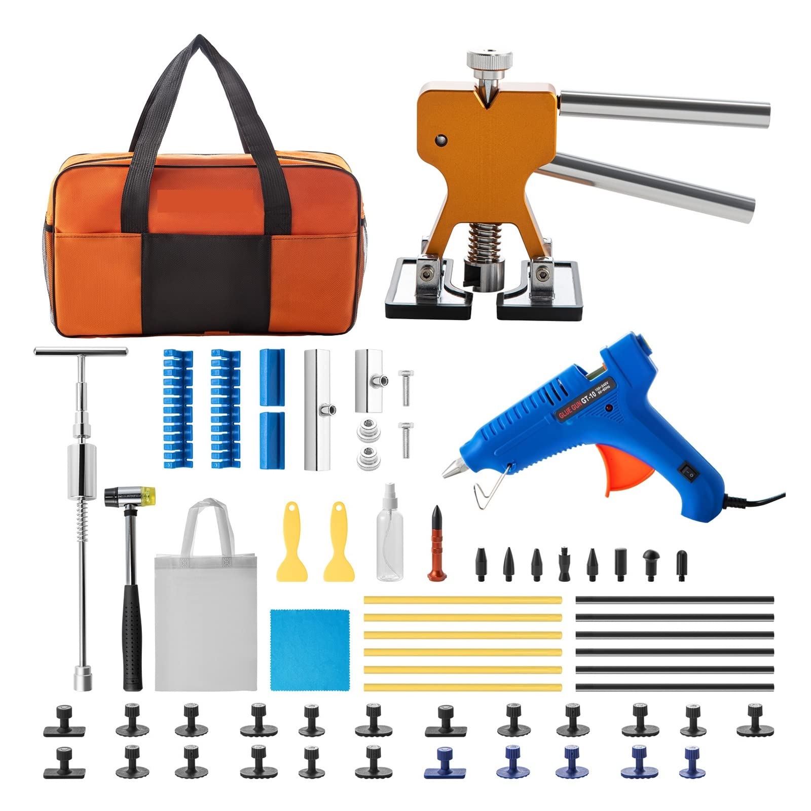 53/60/69/74/89/98 Pcs Paintless Automotive Dent Removal Tool Kit Przenośne samochodowe przyssawki Akcesoria samochodowe (Color : 53pcs)