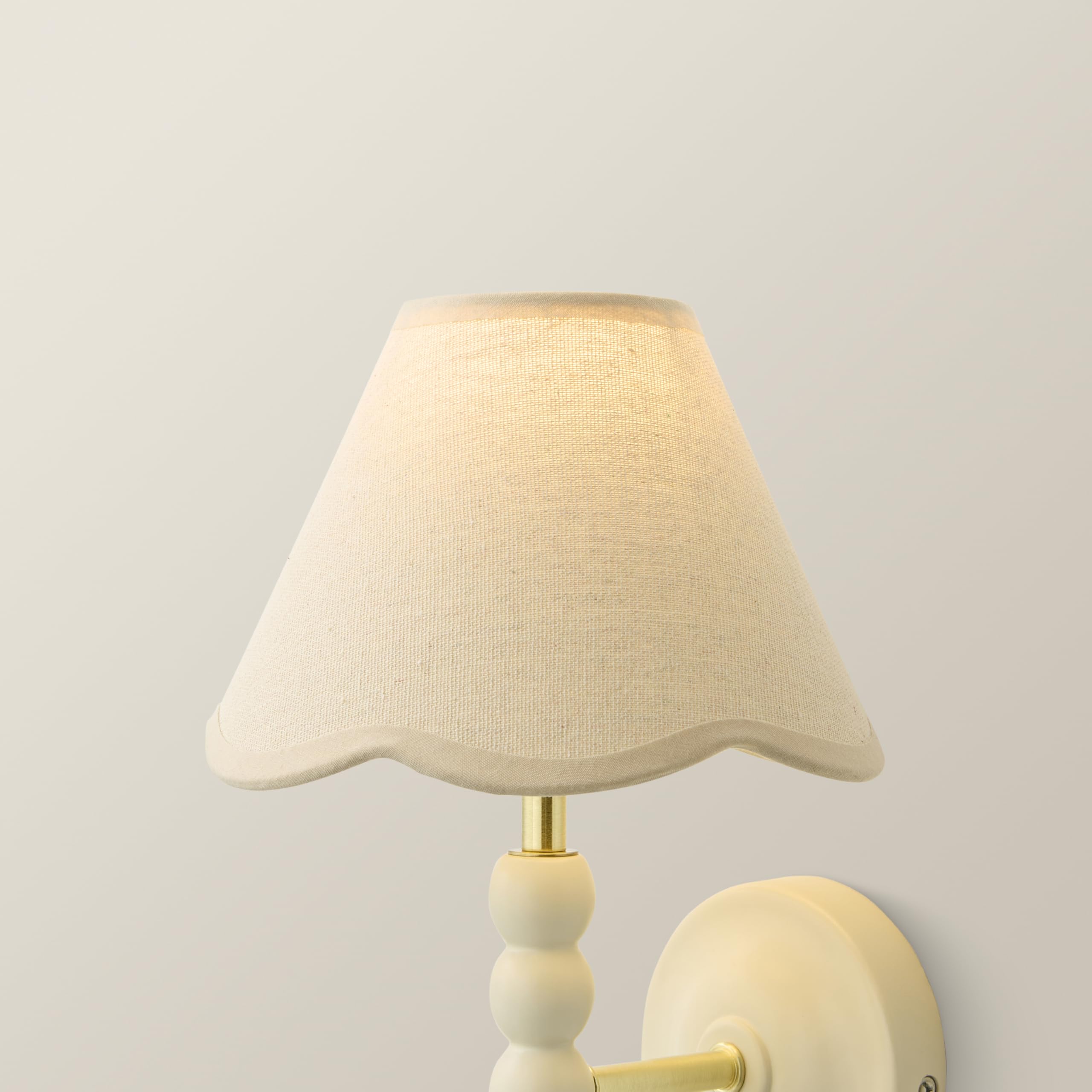 ValueLights | Florie Linen Natural Scallop Trim Mini Lamp Shade (D) 19cm | Lamp Shades, Home Décor & Improvement Essential