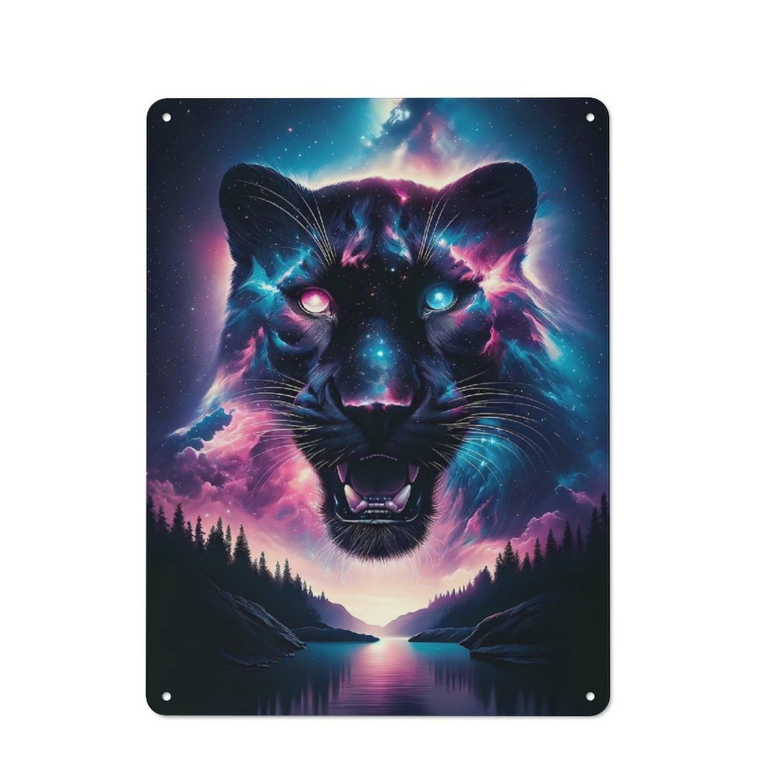 Junmoney Style-2 Everyday Cosmic Black Panther Metal Gift Sign 40X30cm, Room Wall Plaque For Home, Shop, Pub Or Studio Wall