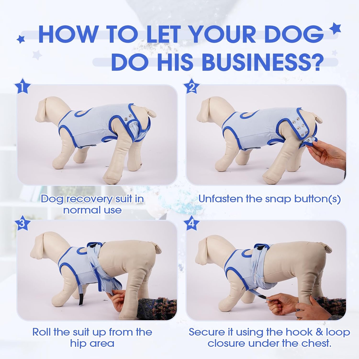 IDOMIK Soft Dog Surgery Recovery Suit, Breathable Surgical Suit for Female Spay & Male Neuter, Adjustable Dog Onesie Prevent Licking Abdominal Wound, E-Collar & Cone Alternative Pet Bodysuit,Blue,3XL