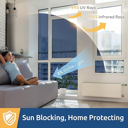 Miniatura 20 de rabbitgoo Película de privacidad para ventana, 3D decorativa vitral, adherencia estática, bloqueo solar, adhesivo de vinilo extraíble, carámbanos